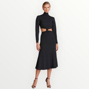 AMUR Rosemary Cut-Out Bamboo Knit Twist Midi Dress